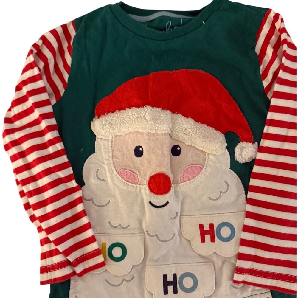 Mini Boden Christmas Santa applique shirt size 3-4